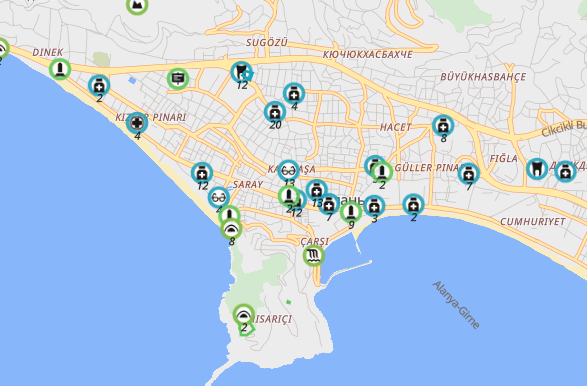 Пример отображения достопримечатльностей